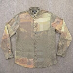 55DSL Diesel Shirt Mens Large Green Button Up Graphic Print Long Sleeve Casual